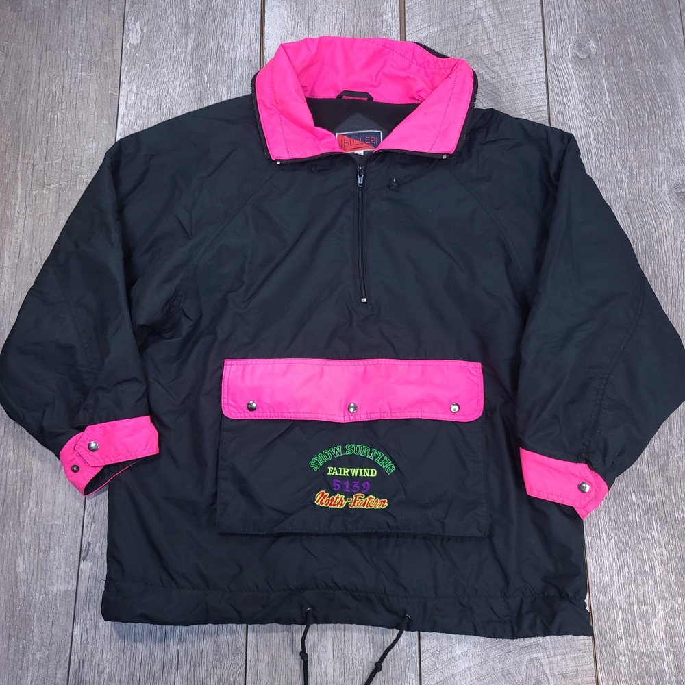 Buller Anorak Jacket Men Small Black Pink Snow Surfing Vintage Pullover Wind